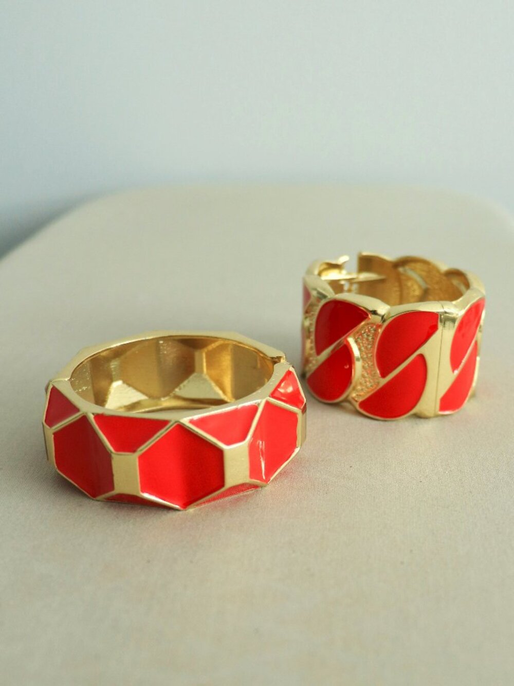 Geometric Art Deco Statement Cuff Bracelets Bundle